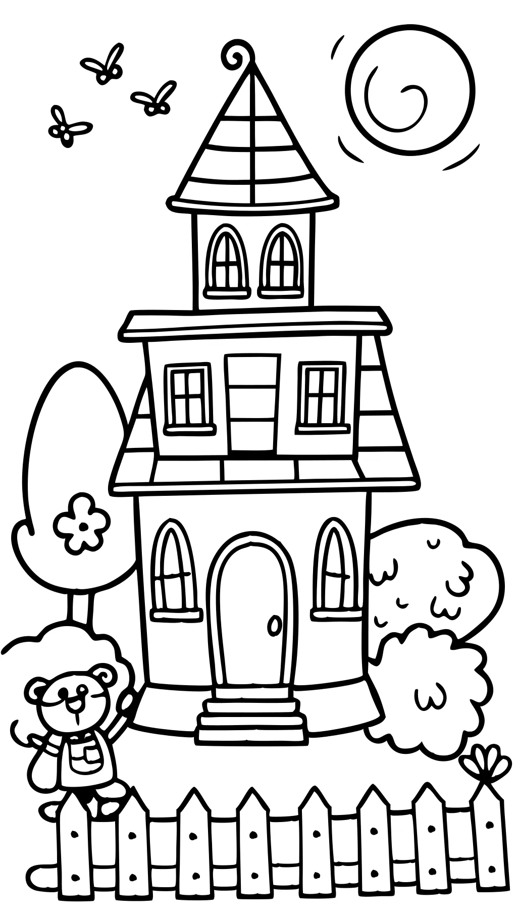 coloriage de maison bleue